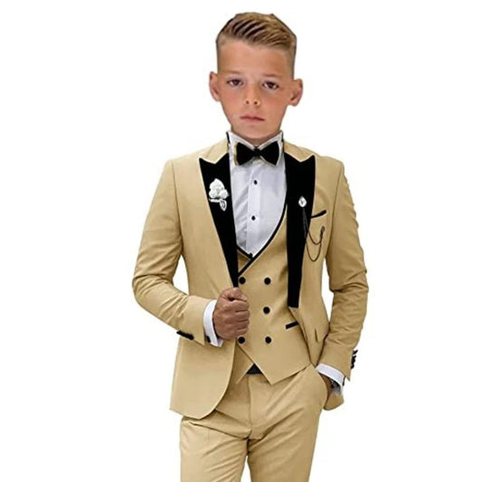  Showlu Fashion Store XK002-Champagne / 14T Txjojn Champagne Boys 4 Pieces Slim Fit Suits For Formal Occasion Classic Lapel Child Suit Popular Wedding Rring Bearer Set