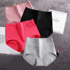 Showlu Fashion Store XL / 4pcs / YAHUA-B HUI DS XI 4Pcs/Set High Waist Underwear Cotton Panties Women Body Slimming Solid Briefs Plus Size Underpants Female Breathable Lingeries