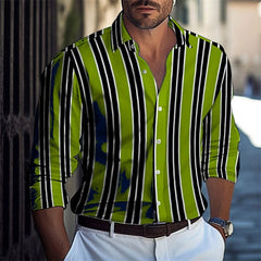 SHOWLU FASHION STORE YCZWXH202412ENX / 2XL Popular men's casual shirt striped long-sleeved shirt luxury printed shirt extra large size xs-5xl