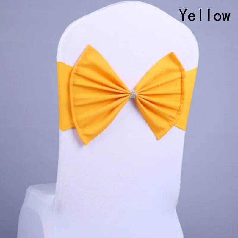 Showlu Fashion Store Yellow / 10PCS 50/30/10pc/Lot Bow Chair Sashes Band For Wedding Party Birthday Banquet Spandex Stretch Blend Chair Bow Tie Band Belt Ties Cover