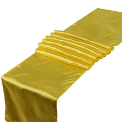 Showlu Fashion Store Yellow 10Pcs/Set Satin Table Runner 30cm x 275cm For Wedding Party Event Banquet Home Table Decoration Supply Table Cover Accessories