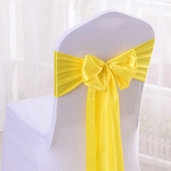  Showlu Fashion Store YELLOW / 15x270 cm Satin Chair Sash Wedding Decoration Bow Tie Band Birthday Party Hotel Show Nice Design Shiny Colour