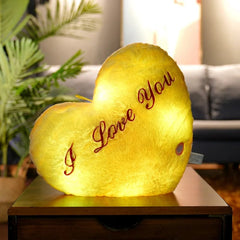  Showlu Fashion Store Yellow / 36X30CM Light Up LED Love Heart Plush Toy Soft Plush Stuffed Luminous Love Throw Pillow Cushion Room Party Decoration Kids Birthday Gift