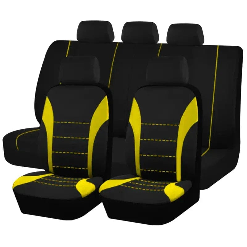  Showlu Fashion Store Yellow-5seat Four Season Universal Car  Front/Rear Seat Cover Polyester Fabric Protect Seat Covers Safe Truck Van SUV Seat Protecto Accessory