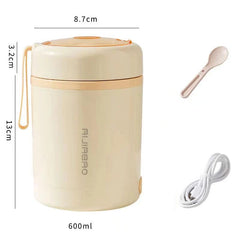 Showlu Fashion Store Yellow / 600ML 600ML USB Electric Heating Lunch Box Portable Picnic Milk Drink  Food Heater Stainless Steel Food Warmer Container 5V 12V 24V