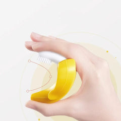 Showlu Fashion Store Yellow Banana Shape Safe Toddle Teether Baby Silicone Training Toothbrush BPA Free Banana Teething Ring Silicone Chew Dental Care Toot