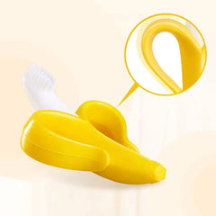 Showlu Fashion Store Yellow Banana Shape Safe Toddle Teether Baby Silicone Training Toothbrush BPA Free Banana Teething Ring Silicone Chew Dental Care Toot