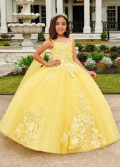  Showlu Fashion Store Yellow Dresses Ball Gown O-neck Tulle Appliques Flower Girl Dresses For Weddings Pageant Dresses