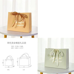 SHOWLU FASHION STORE Yellow + Green Grey Gift Bag 2 Pack / Medium 24.5*9.5*19.5cm Gift Bag Tote Bag Gift Birthday Gift Mother's Day Paper Packaging Bags Minimalist Box Fancy