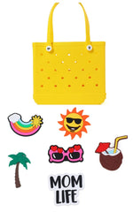  Showlu Fashion Store yellow-kou / L Large Boggs Beach Bag Summer EVA Beach Basket Women Picnic Tote Bag Holes Waterproof Handbag Pouch Shopping Shoulder Bag