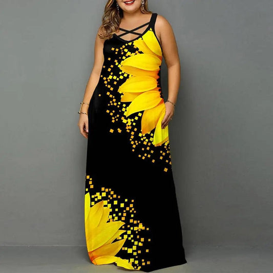  Showlu Fashion Store Yellow / L Floral Plus Size Camisole Dress