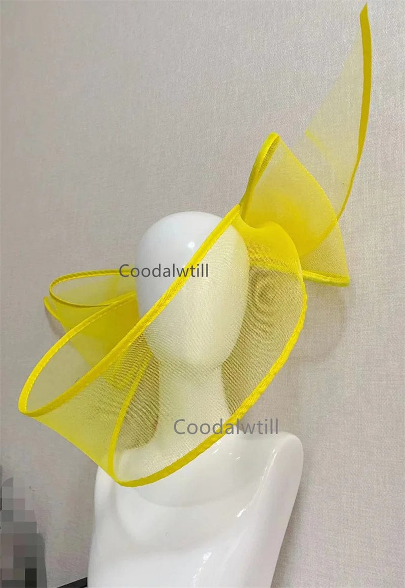  Showlu Fashion Store Yellow New Black Fascinator Wedding Pillbox Hat Women Elegant Fascinator Hats Hair Clip Church Ladies Party Headpiece Fashion Headwear