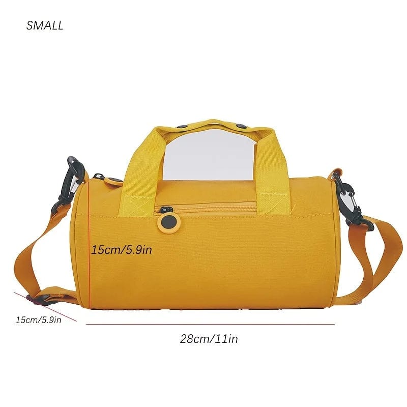  Showlu Fashion Store Yellow / S Cylinder leisure bag, shoulder travel bag, Oxford cloth material, for dance, yoga, swimming, fitness, travel