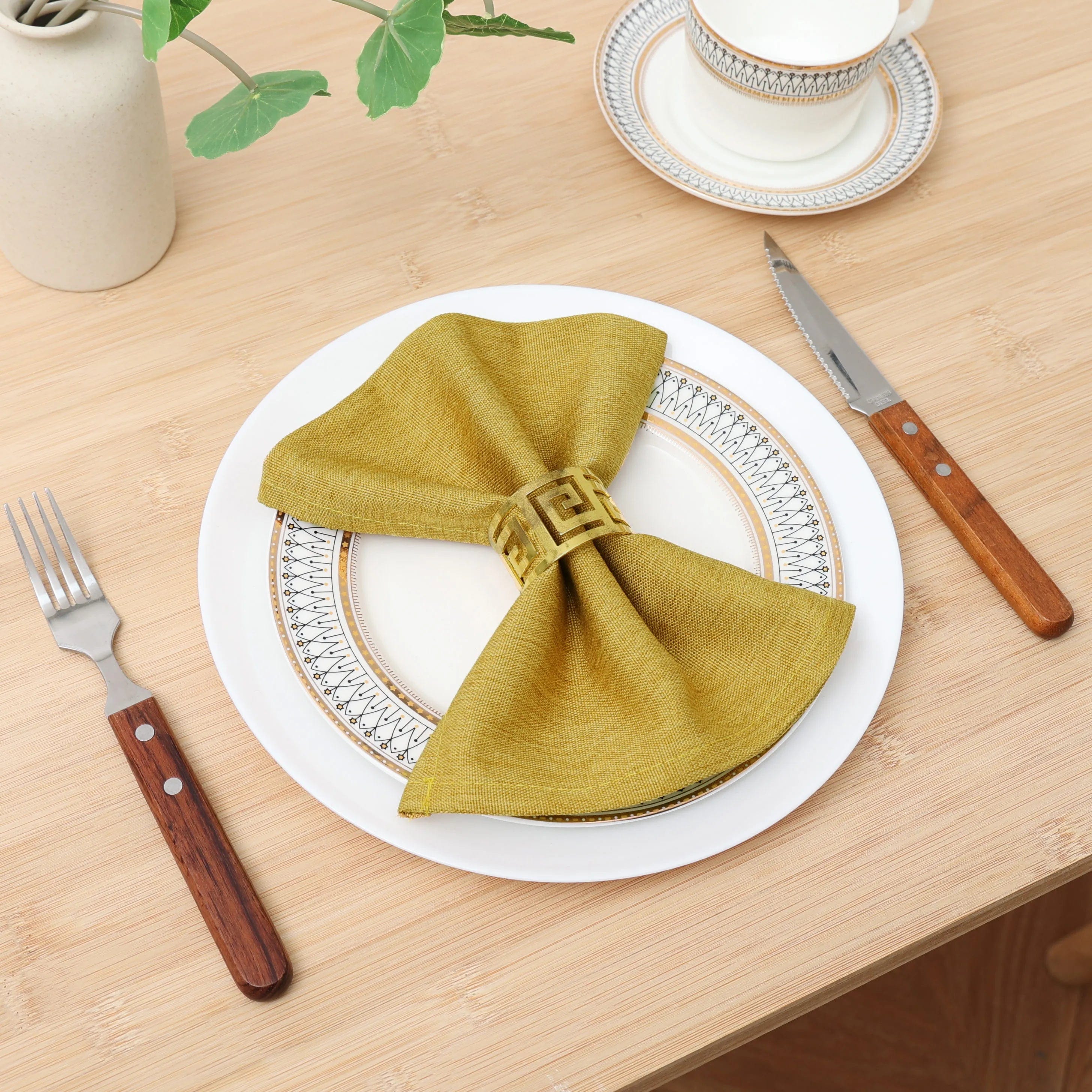  Showlu Fashion Store yellow Set Of 6 40x40cm Table Cloth Napkins Durable Polyester Thicken Placemat Reusable for Kitchen Dining Wedding Decoration