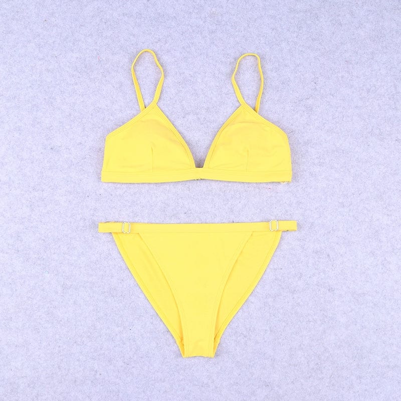  Showlu Fashion Store Yellow / UK12 [Recommendation 70.00 kg-75.00 kg]] Small Discount Fashion Sexy Bikini Separates Swimsuit Summer Small Breasts Lady's Travel Outfit Beach Swimsuit