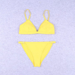  Showlu Fashion Store Yellow / UK12 [Recommendation 70.00 kg-75.00 kg]] Small Discount Fashion Sexy Bikini Separates Swimsuit Summer Small Breasts Lady's Travel Outfit Beach Swimsuit