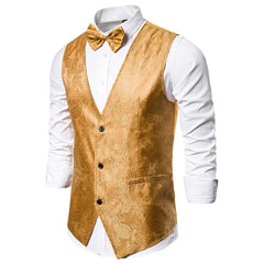 SHOWLU FASHION STORE yellow vest / XXXL 2024 New Men's fashion business suit two-piece suit(jacket+pants)best man wedding dance men's suit shiny dark pattern men's suit