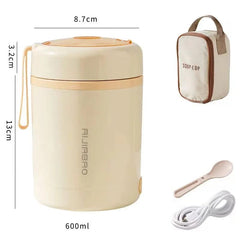 Showlu Fashion Store Yellow- With Bag / 600ML 600ML USB Electric Heating Lunch Box Portable Picnic Milk Drink  Food Heater Stainless Steel Food Warmer Container 5V 12V 24V