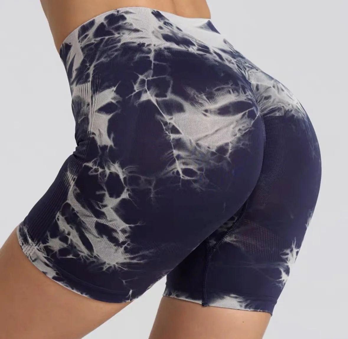  Showlu Fashion Store Yoga Basic Tie-Dye Shorts, Butt Lift, Tummy Control, High Waist Sports Yoga Leggings Booty Shorts