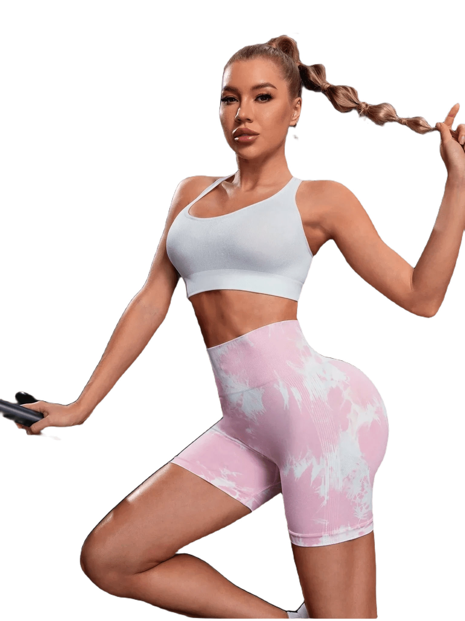  Showlu Fashion Store Yoga Basic Tie-Dye Shorts, Butt Lift, Tummy Control, High Waist Sports Yoga Leggings Booty Shorts