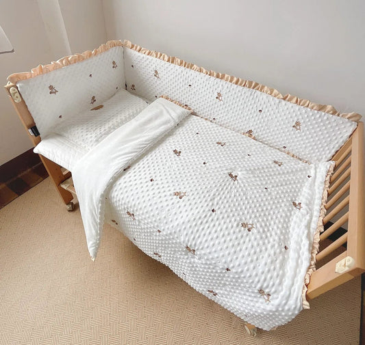 SHOWLU FASHION STORE Yuan Shuang Baby Class A baby and children's bed Kit quilt bed surround embroidery baby bear spring and winter baby