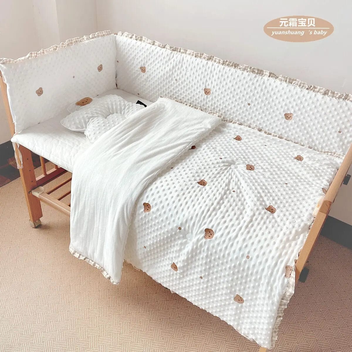 SHOWLU FASHION STORE Yuan Shuang Baby Class A baby and children's bed Kit quilt bed surround embroidery baby bear spring and winter baby