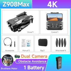  Showlu Fashion Store Z908Max Black / With 1 Battery HOT Z908 Pro / MAX Mini Drone 4k Professional Camera 2.4G WIFI Obstacle Avoidance Helicopter Remote Control Quadcopter RC Toys