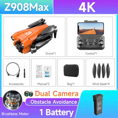  Showlu Fashion Store Z908Max Orange / With 1 Battery HOT Z908 Pro / MAX Mini Drone 4k Professional Camera 2.4G WIFI Obstacle Avoidance Helicopter Remote Control Quadcopter RC Toys