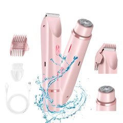 SHOWLU FASHION STORE ZB-0236L Electric Shaver for Women Waterproof Wet & Dry Hair Razors 2 in 1 Double Head Dual Bikini Hair Trimmer Detachable Head Shaver