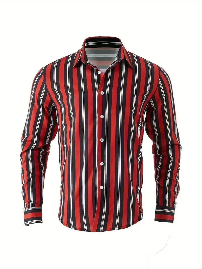 SHOWLU FASHION STORE ZNB-04 / M Men's long sleeved striped shirt with classic design, buttoned for business occasions, spring and autumn men's tops