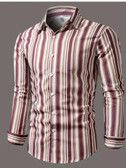 SHOWLU FASHION STORE ZNB-05 / 6XL Men's long sleeved striped shirt with classic design, buttoned for business occasions, spring and autumn men's tops