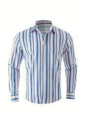 SHOWLU FASHION STORE ZNB-06 / M Men's long sleeved striped shirt with classic design, buttoned for business occasions, spring and autumn men's tops