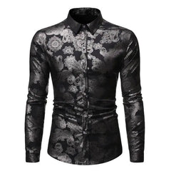 SHOWLU FASHION STORE ZXCZASD268 / XXXL Fashionable Men's Shirt Lapel Buttons Gold Pattern 3D Printed Casual Long Sleeve Shirt Fashionable Men's Shirt