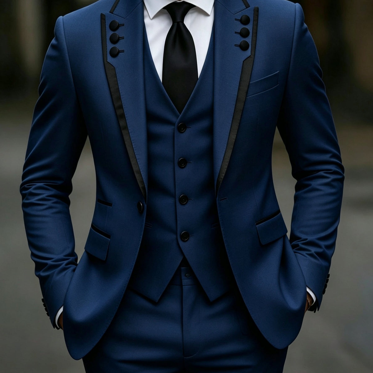 Men's black fringed suit set by Showlu Smart General featuring lapel design, suitable for formal parties, festivals, and weddings.