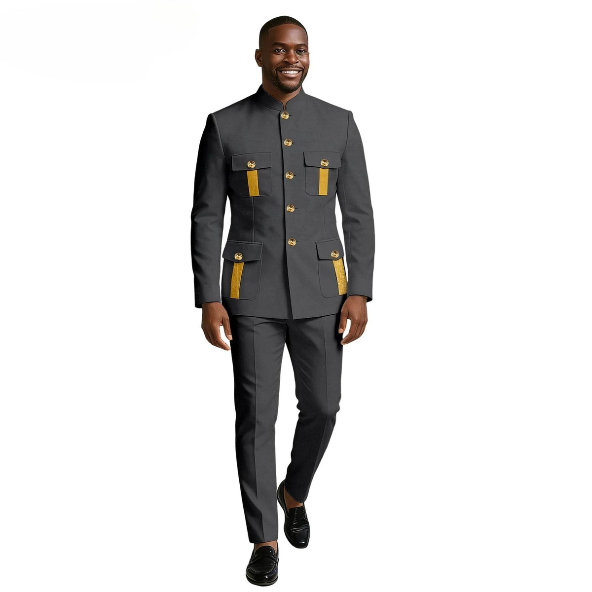 Showlu Smart General men's 2-piece business suit with double-breasted blazer, formal tuxedo for weddings, available in XS-6XL.