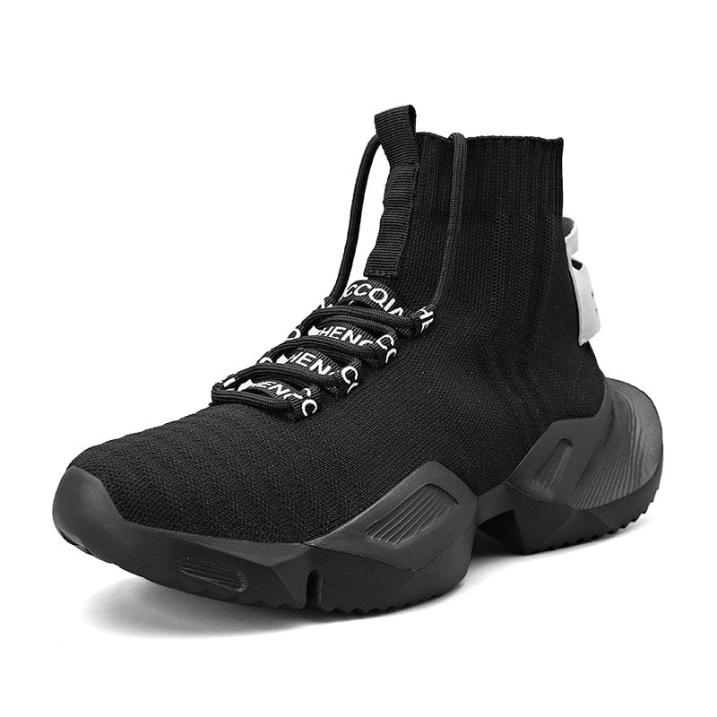 Showlu Store Nation 0 004-8881-Black / 39 New Autumn Men High-Top Casual Sneakers Flying Weaving Running Shoes High Street Popcorn Sock Chaussures High Quality Zapatillas