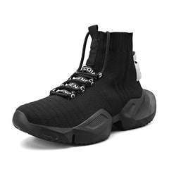 Showlu Store Nation 0 004-8881-Black / 39 New Autumn Men High-Top Casual Sneakers Flying Weaving Running Shoes High Street Popcorn Sock Chaussures High Quality Zapatillas