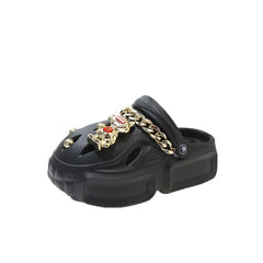 Showlu Store Nation 0 029-Black / 36-37(23-23.5cm) Women&#39;s Fashion Charms Clog Slippers 2023 Summer New High Quality Sandals for Girls Outdoor Sandals Ladies Sexy Platform Shoes