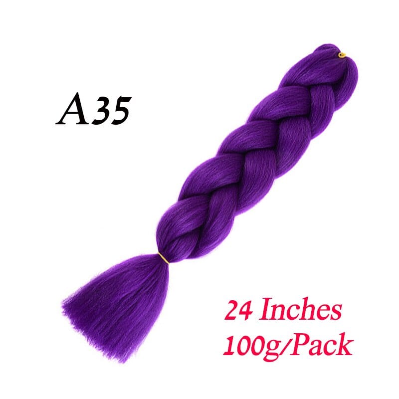 Showlu Store Nation 0 #1 / 24inches / 1Pcs/Lot Synthetic 24Inch 100G Wholesale Single Ombre Color Glowing Hair Extension Twist Jumbo Braids Kanekalon Hair For Women