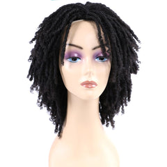 Showlu Store Nation 0 10Inches Braided Wigs  Afro Bob Wig Synthetic DreadLock Wigs For Black Woman Short Curly Ends Cosplay Yun Rong Hair