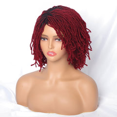 Showlu Store Nation 0 10Inches Braided Wigs  Afro Bob Wig Synthetic DreadLock Wigs For Black Woman Short Curly Ends Cosplay Yun Rong Hair