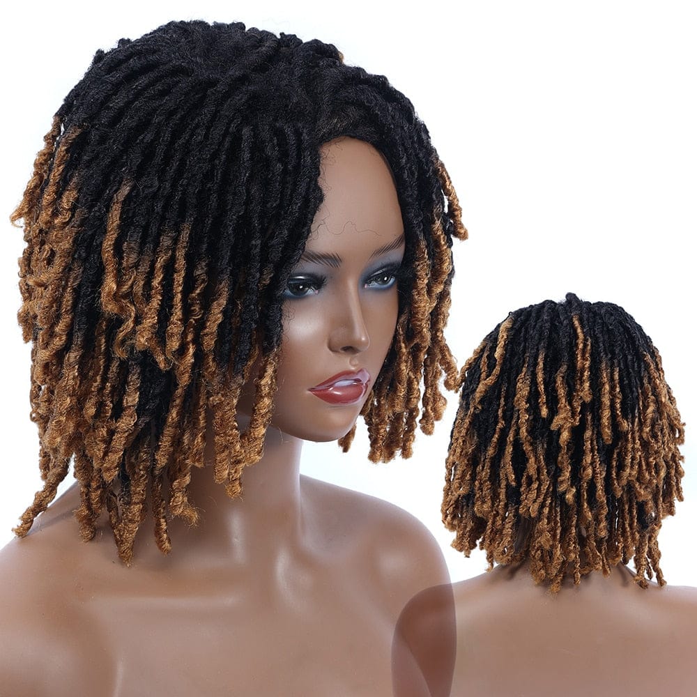 Showlu Store Nation 0 10Inches Braided Wigs  Afro Bob Wig Synthetic DreadLock Wigs For Black Woman Short Curly Ends Cosplay Yun Rong Hair