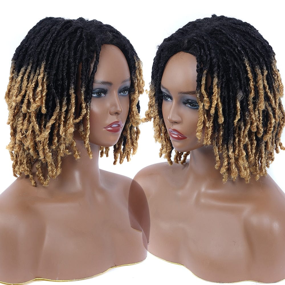 Showlu Store Nation 0 10Inches Braided Wigs  Afro Bob Wig Synthetic DreadLock Wigs For Black Woman Short Curly Ends Cosplay Yun Rong Hair