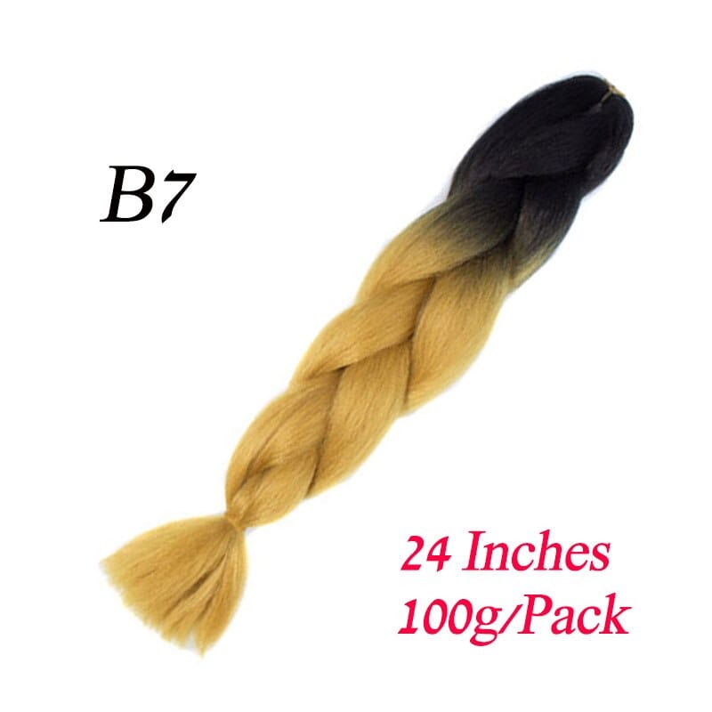 Showlu Store Nation 0 #17 / 24inches / 1Pcs/Lot Synthetic 24Inch 100G Wholesale Single Ombre Color Glowing Hair Extension Twist Jumbo Braids Kanekalon Hair For Women