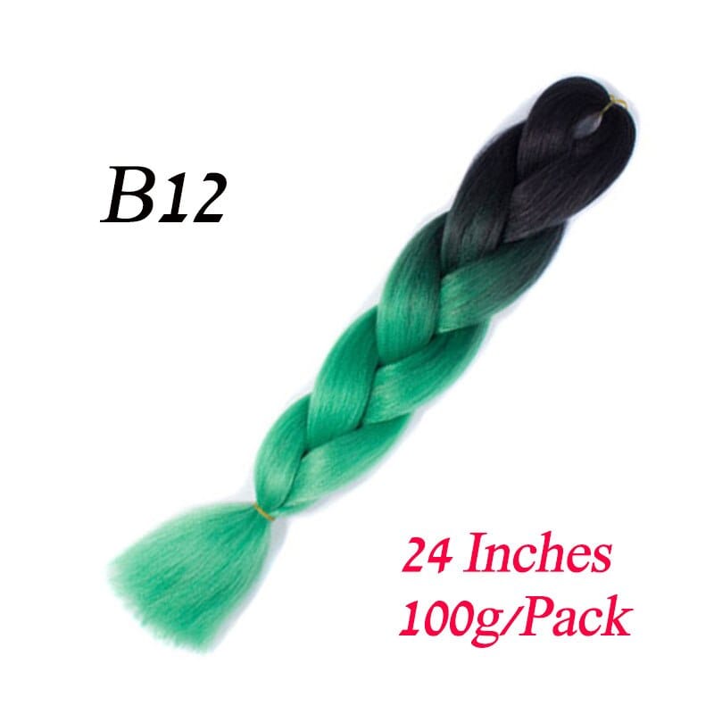 Showlu Store Nation 0 #27 / 24inches / 1Pcs/Lot Synthetic 24Inch 100G Wholesale Single Ombre Color Glowing Hair Extension Twist Jumbo Braids Kanekalon Hair For Women