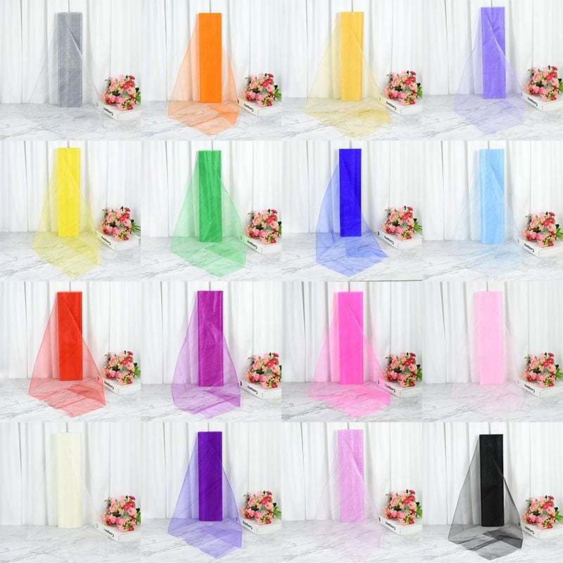 Showlu Store Nation 0 5/10m Wedding Decoration Tulle Roll Crystal Organza Sheer Fabric For Birthday Party Backdrop Wedding Chair Sashes Decor Yarn