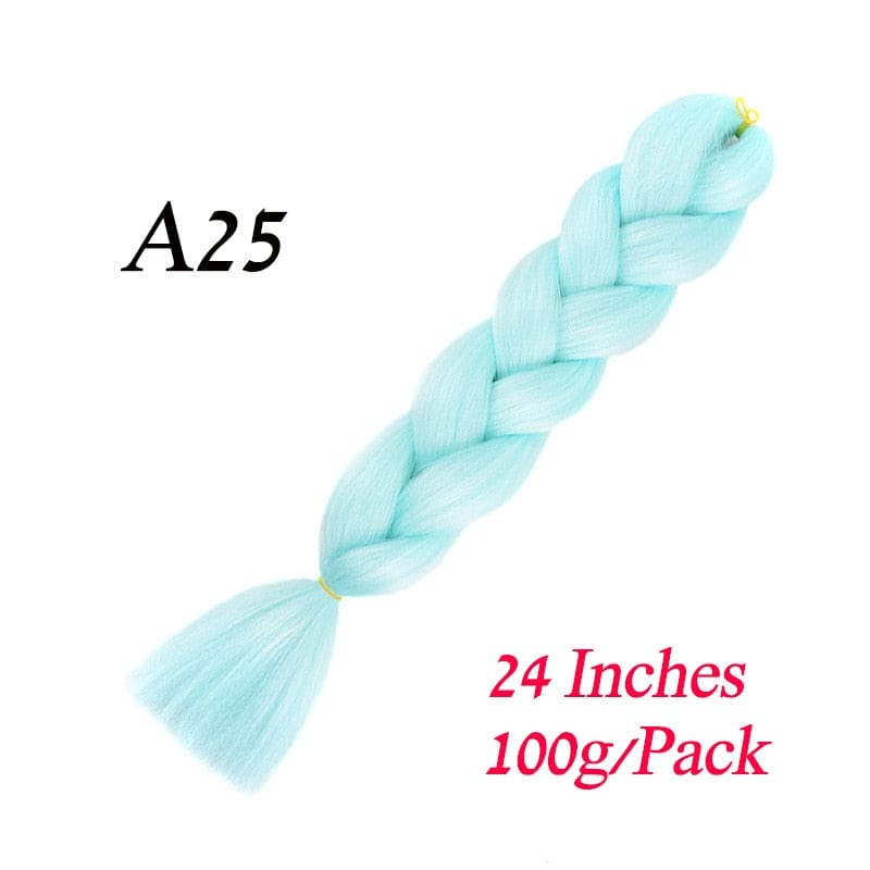 Showlu Store Nation 0 A25 / 24inches / China|1Pcs/Lot Lihui 24&quot; Synthetic Braiding Hair Ombre Braiding Hair Packs Jumbo Braid Hair For Women Wholesale DIY Hairstyle Blue Grey