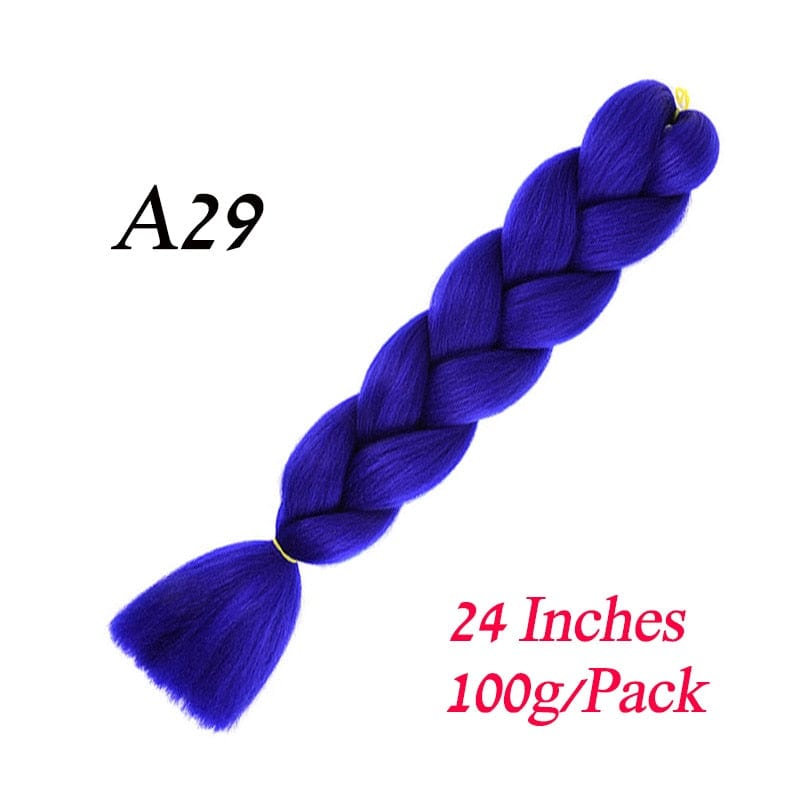 Showlu Store Nation 0 A29 / 24inches / China|1Pcs/Lot Lihui 24&quot; Synthetic Braiding Hair Ombre Braiding Hair Packs Jumbo Braid Hair For Women Wholesale DIY Hairstyle Blue Grey