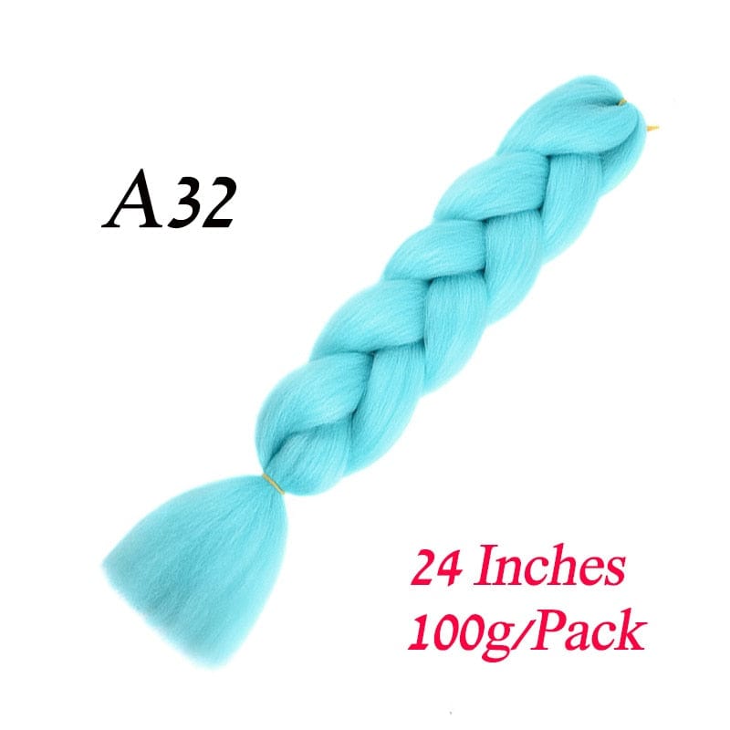 Showlu Store Nation 0 A32 / 24inches / China|1Pcs/Lot Lihui 24&quot; Synthetic Braiding Hair Ombre Braiding Hair Packs Jumbo Braid Hair For Women Wholesale DIY Hairstyle Blue Grey