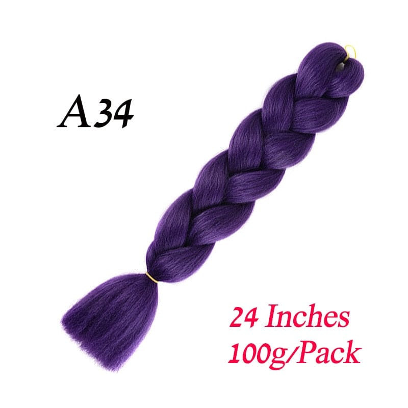 Showlu Store Nation 0 A34 / 24inches / China|1Pcs/Lot Lihui 24&quot; Synthetic Braiding Hair Ombre Braiding Hair Packs Jumbo Braid Hair For Women Wholesale DIY Hairstyle Blue Grey